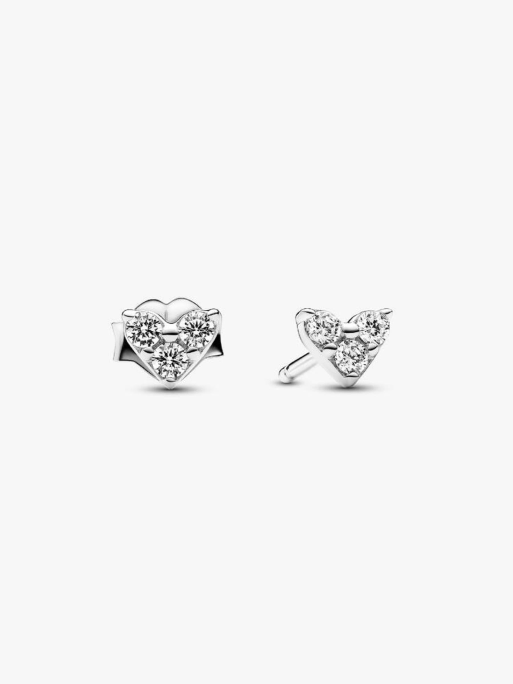 Aretes Pandora Cristal Plateado en Forma de Corazón 