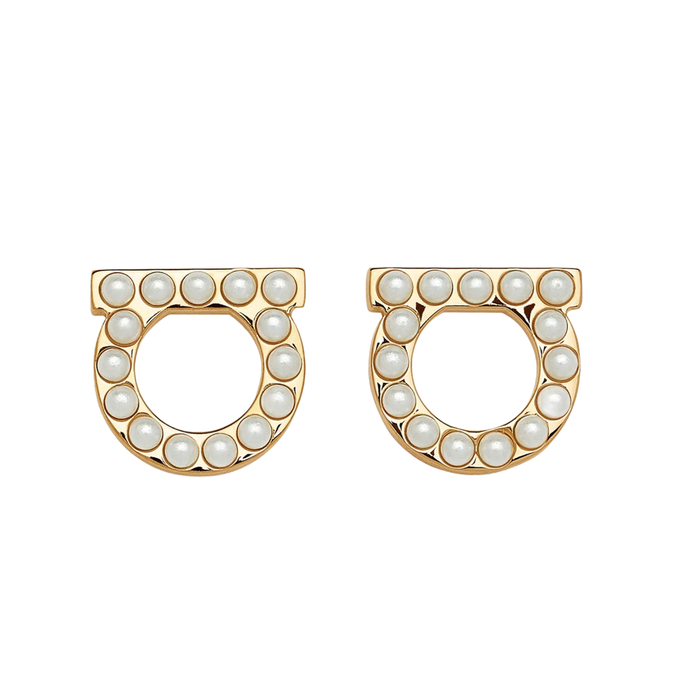 Ferragamo aretes Gancini con perlas