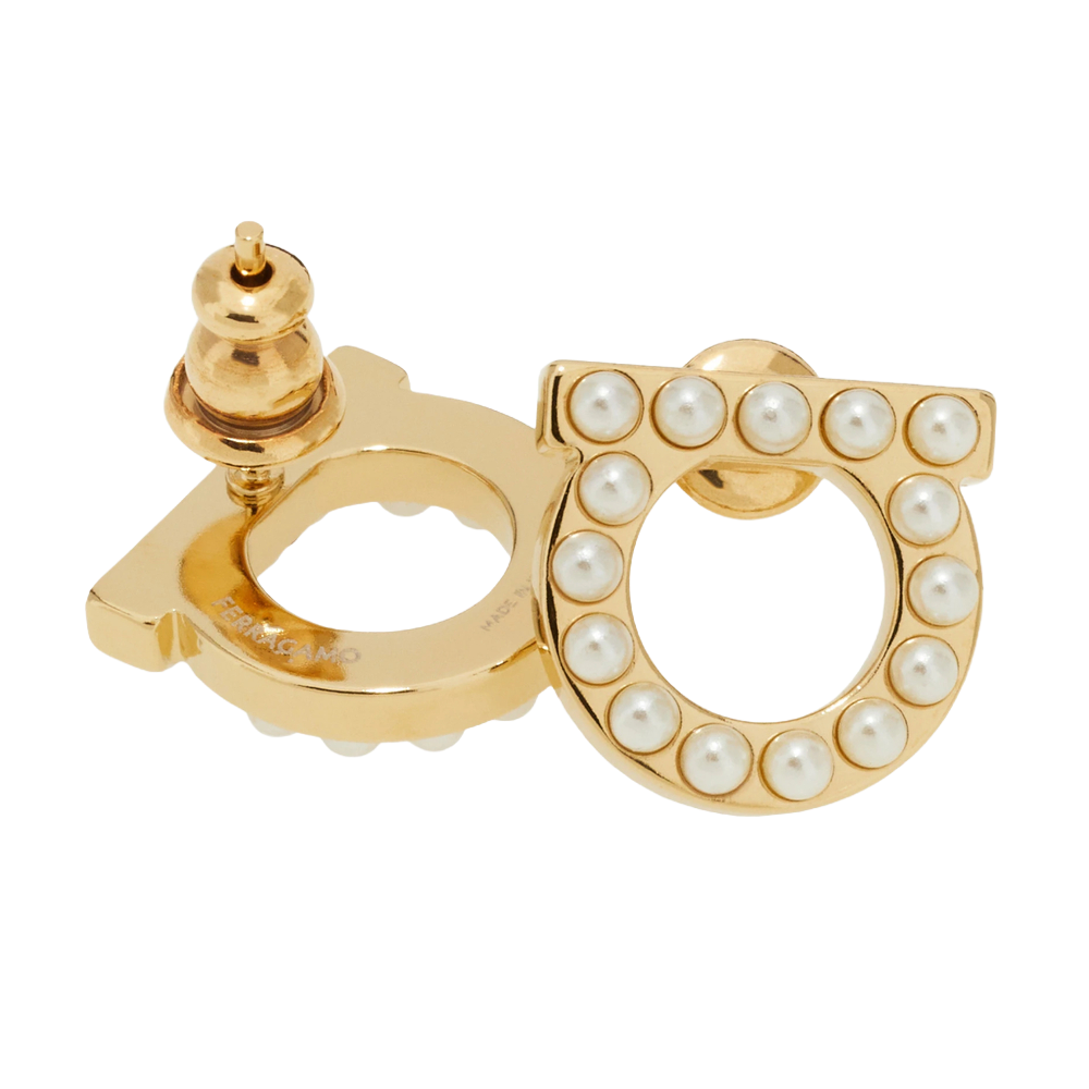 Ferragamo aretes Gancini con perlas