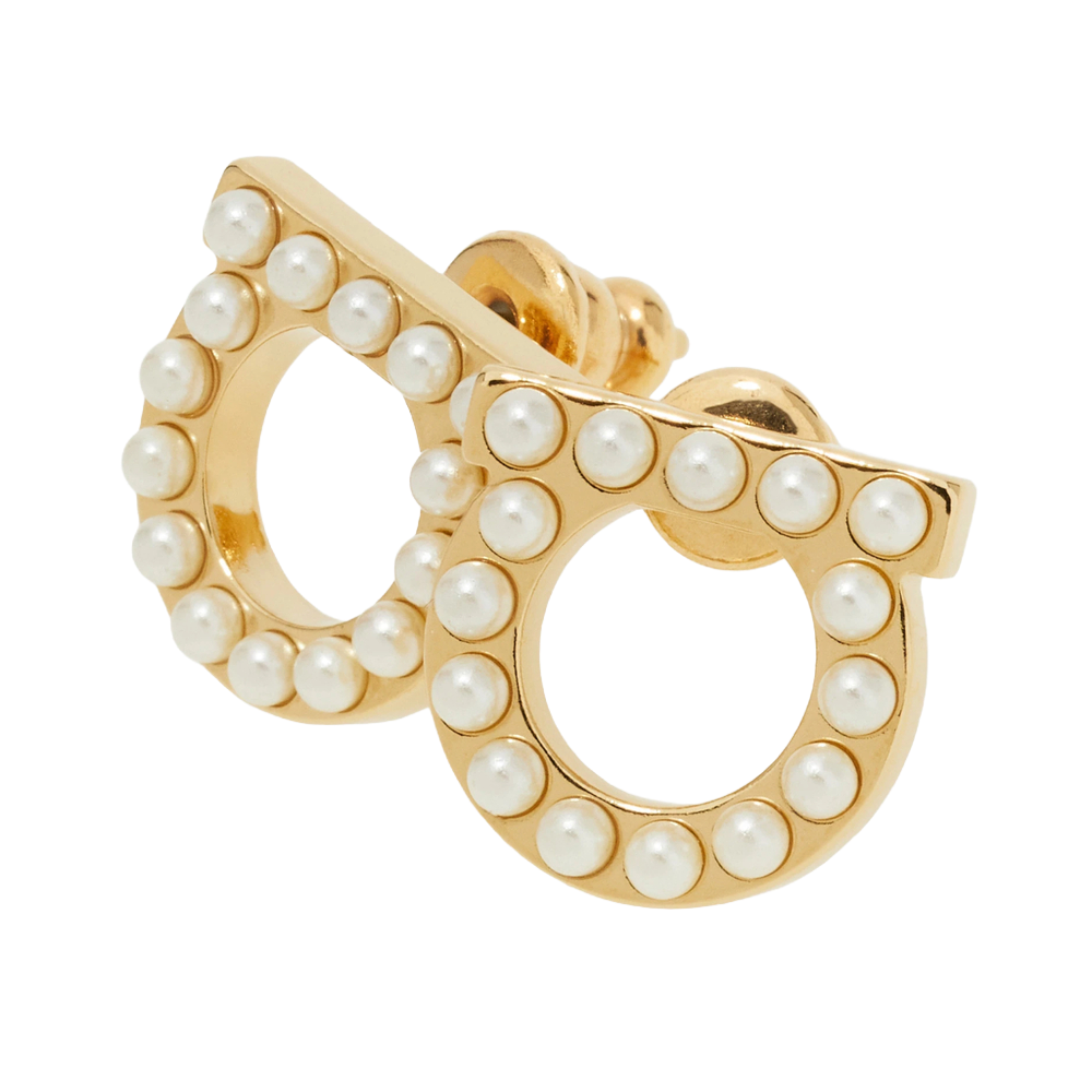 Ferragamo aretes Gancini con perlas