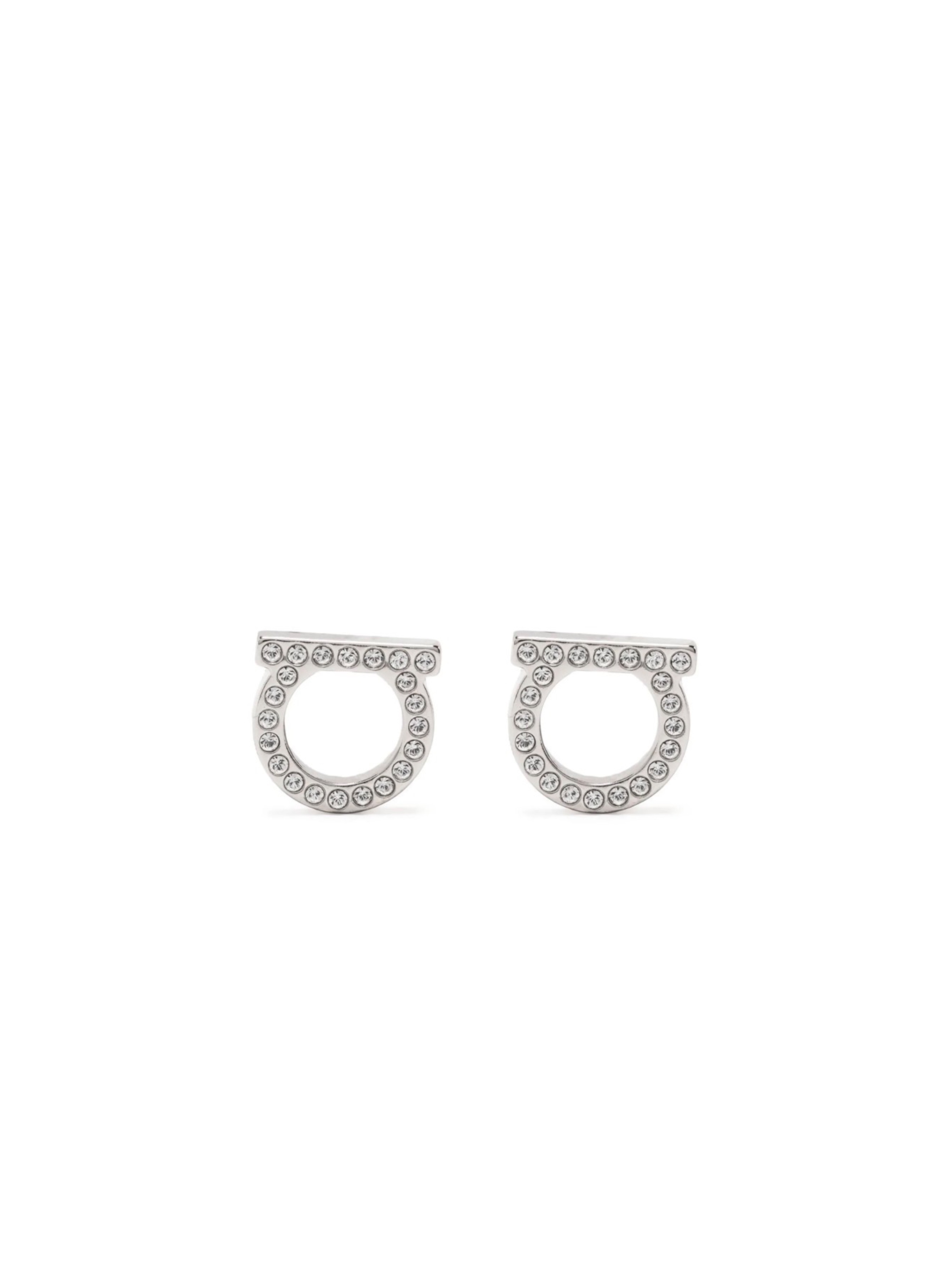 Aretes Ferragamo Mini Plateado con Cristal