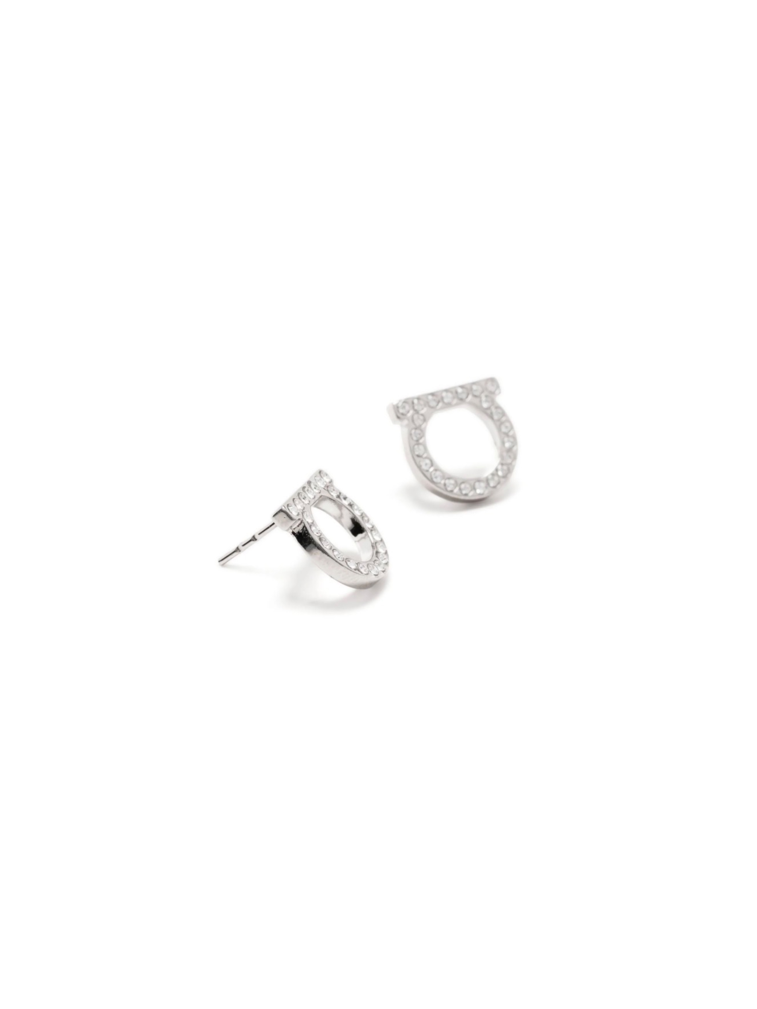 Aretes Ferragamo Mini Plateado con Cristal
