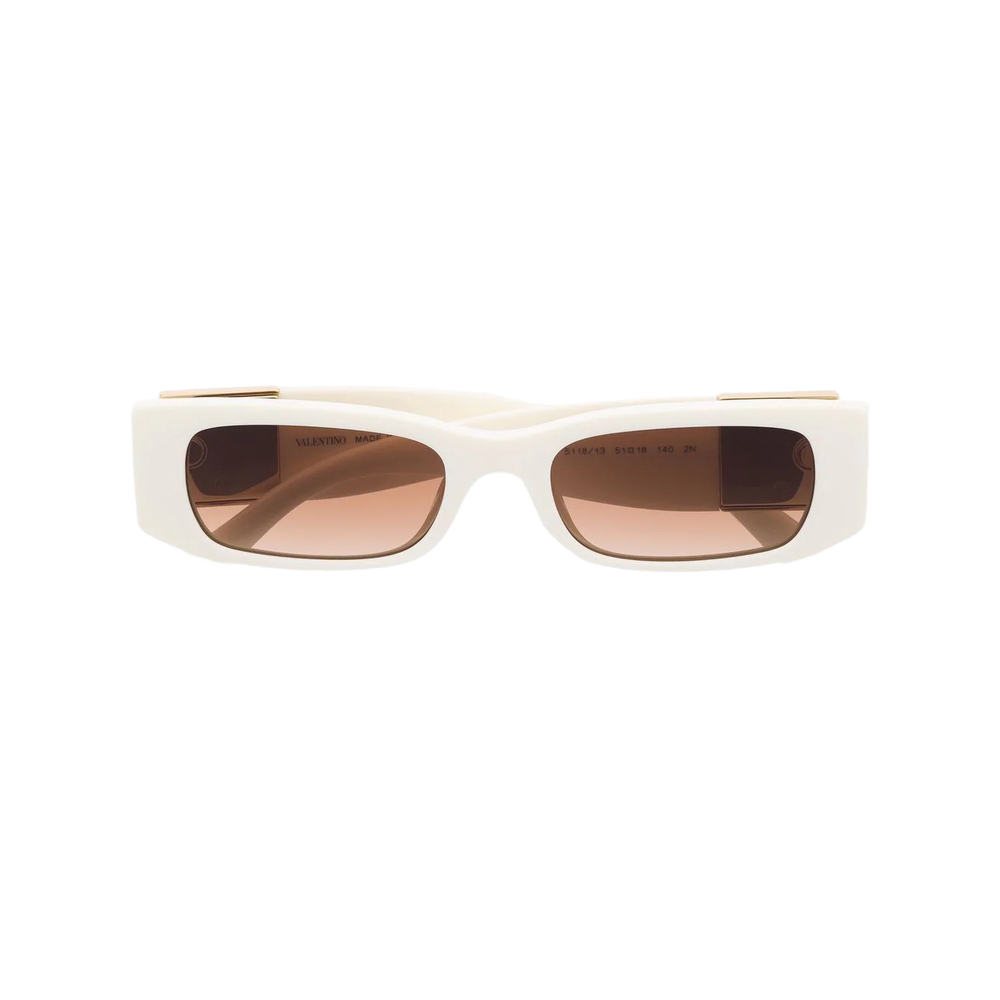 Valentino - Blanco Clásico con Detalle Dorado | Lentes de Sol para Mujer Preowned
