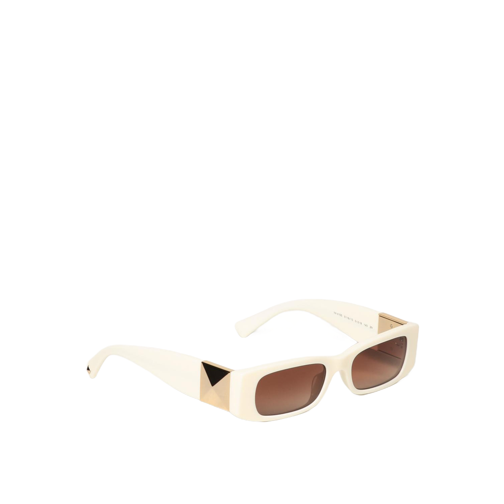 Valentino - Blanco Clásico con Detalle Dorado | Lentes de Sol para Mujer Preowned