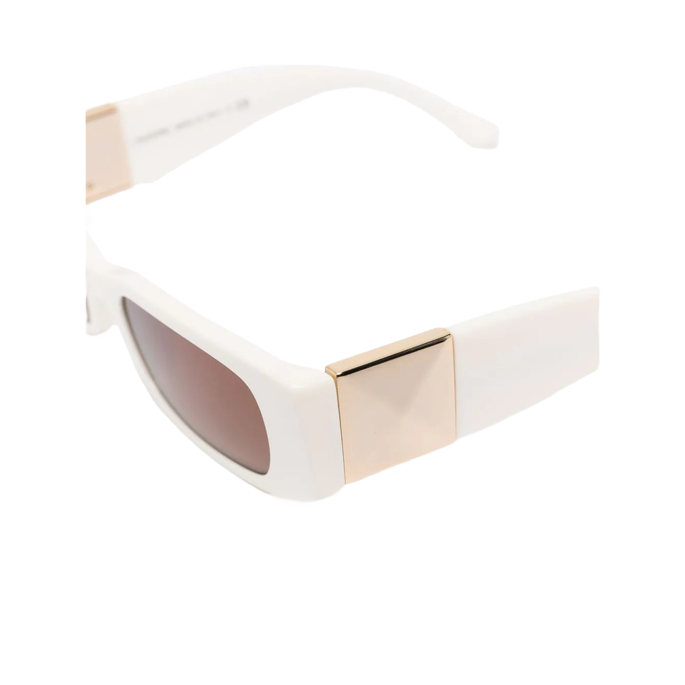 Valentino - Blanco Clásico con Detalle Dorado | Lentes de Sol para Mujer Preowned