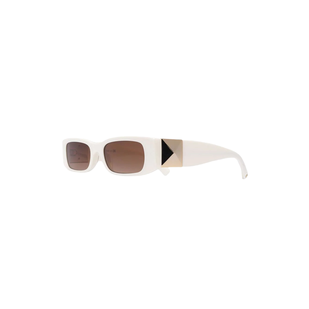 Valentino - Blanco Clásico con Detalle Dorado | Lentes de Sol para Mujer Preowned