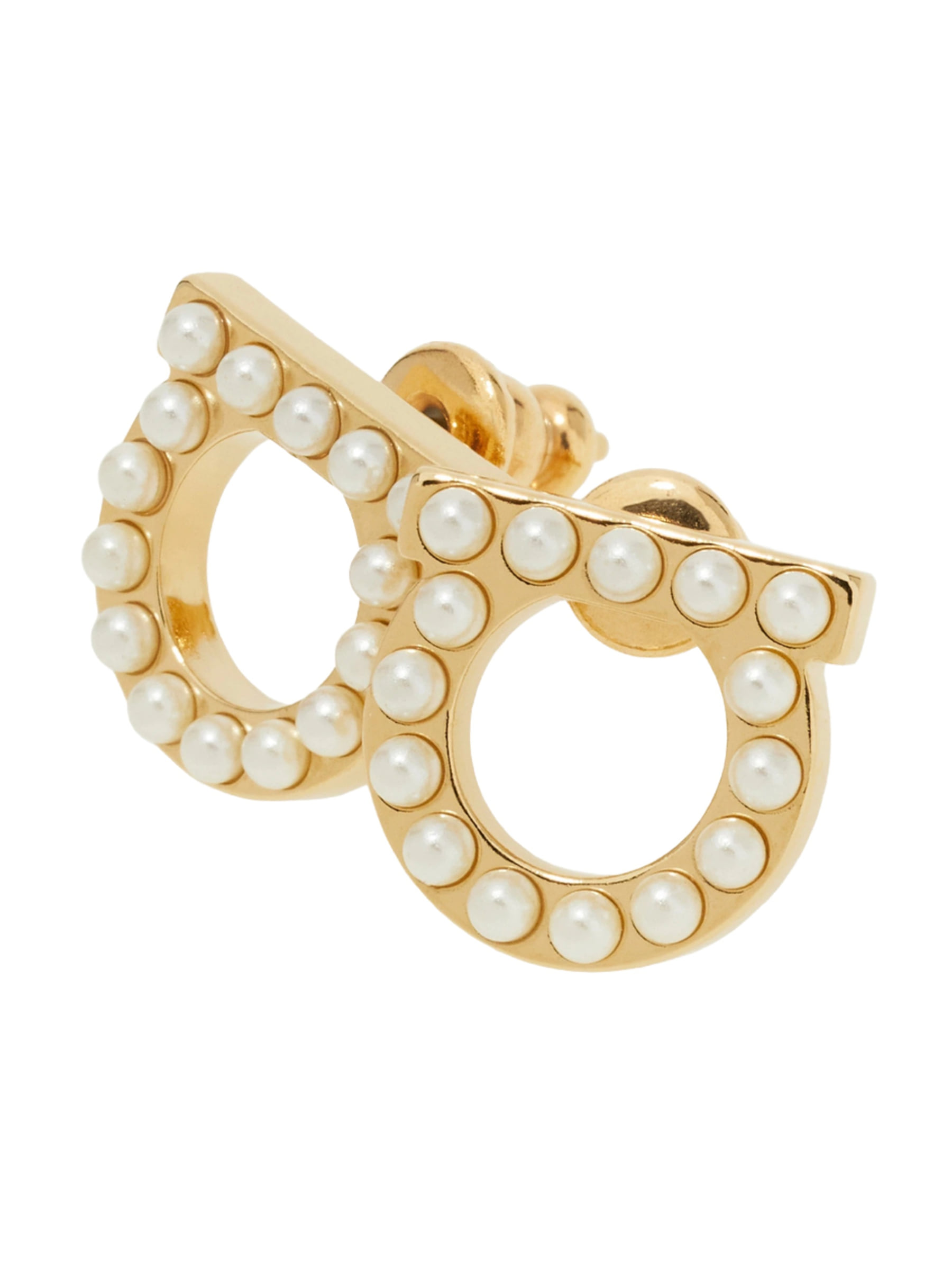 Ferragamo aretes Gancini con perlas