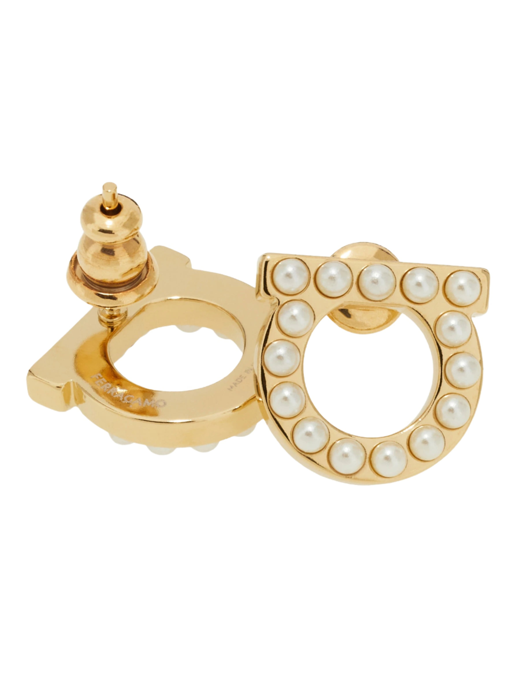 Ferragamo aretes Gancini con perlas