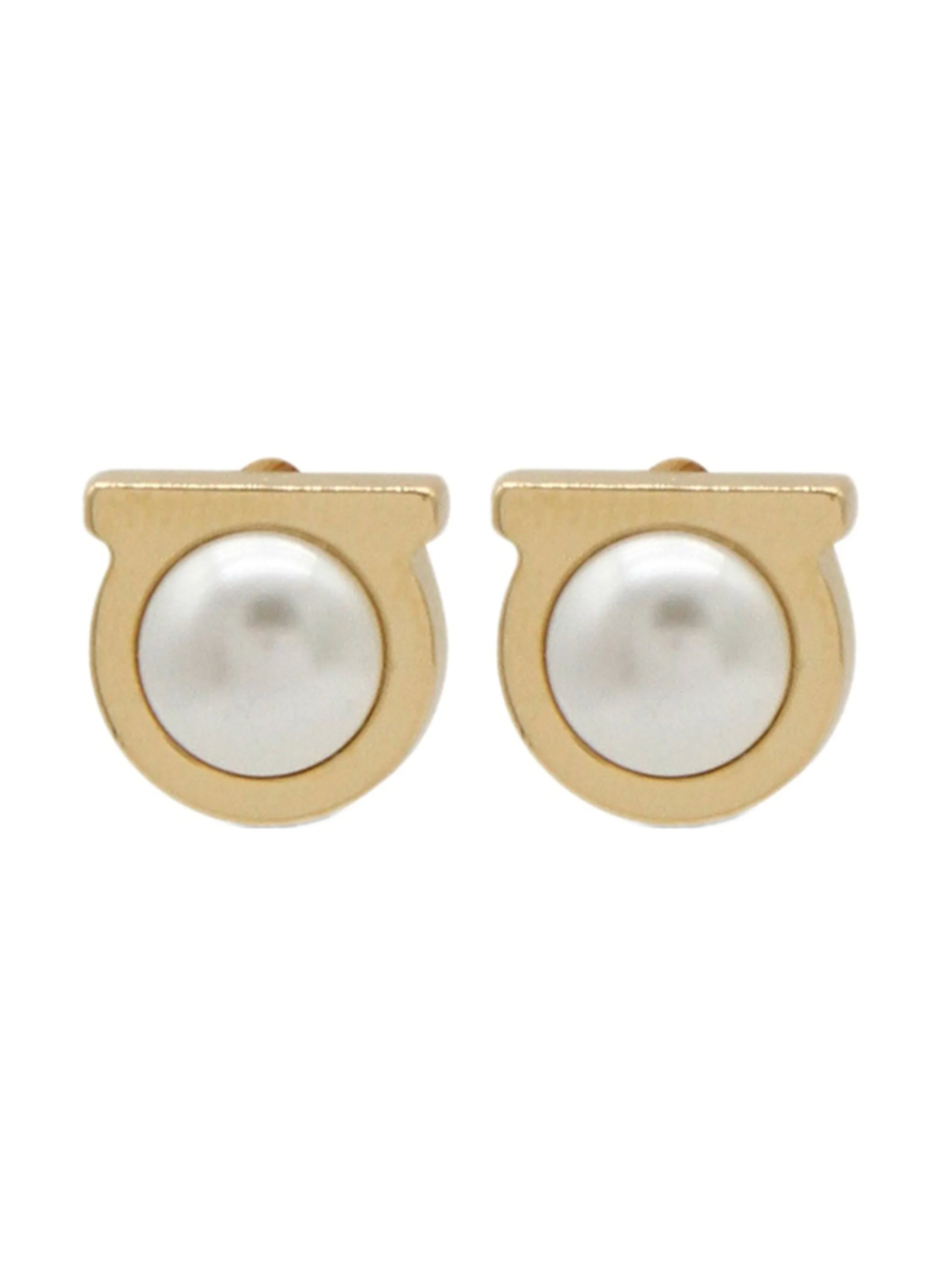 Aretes Ferragamo Dorados de boton adornados