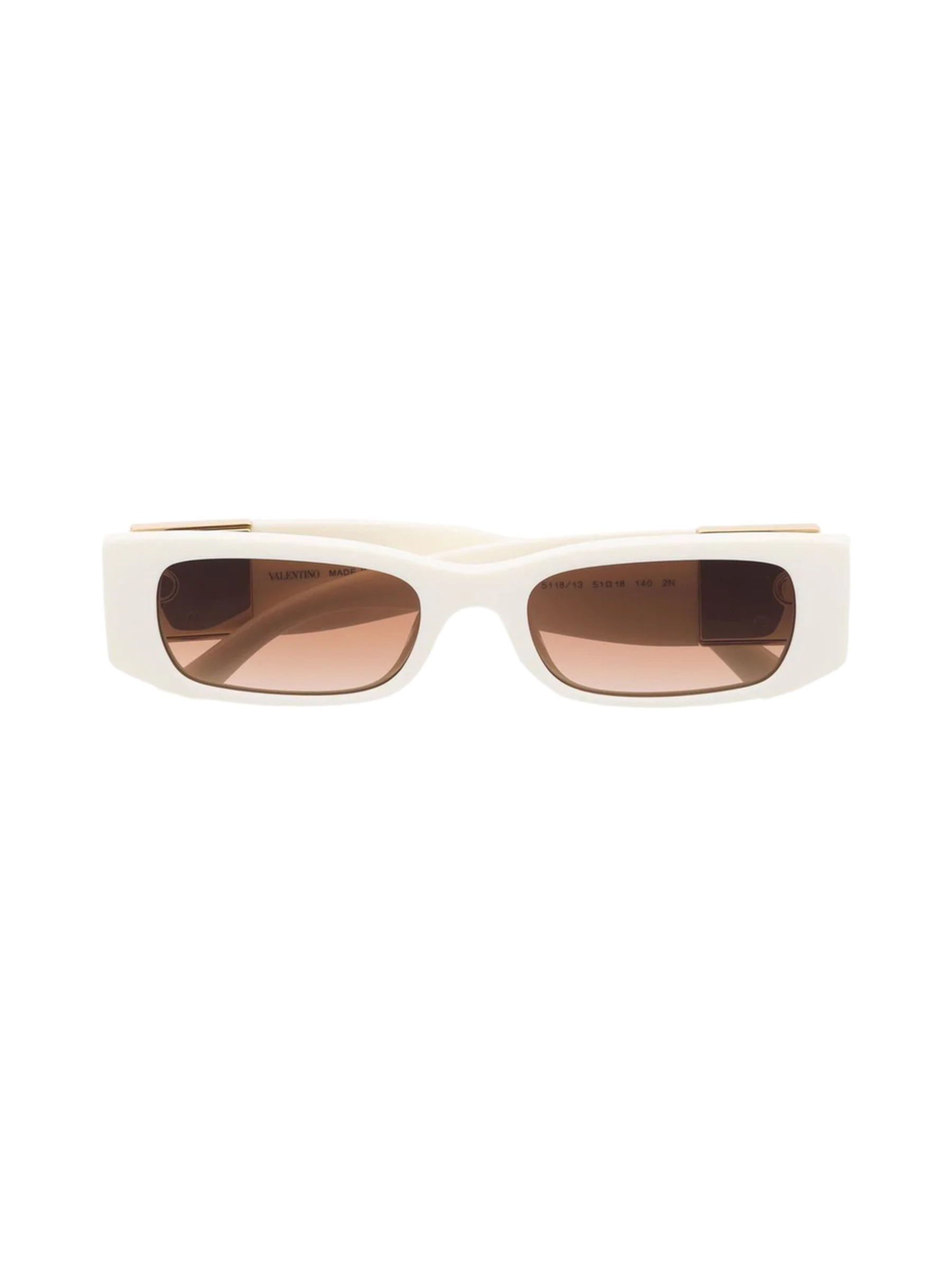Valentino - Blanco Clásico con Detalle Dorado | Lentes de Sol para Mujer Preowned