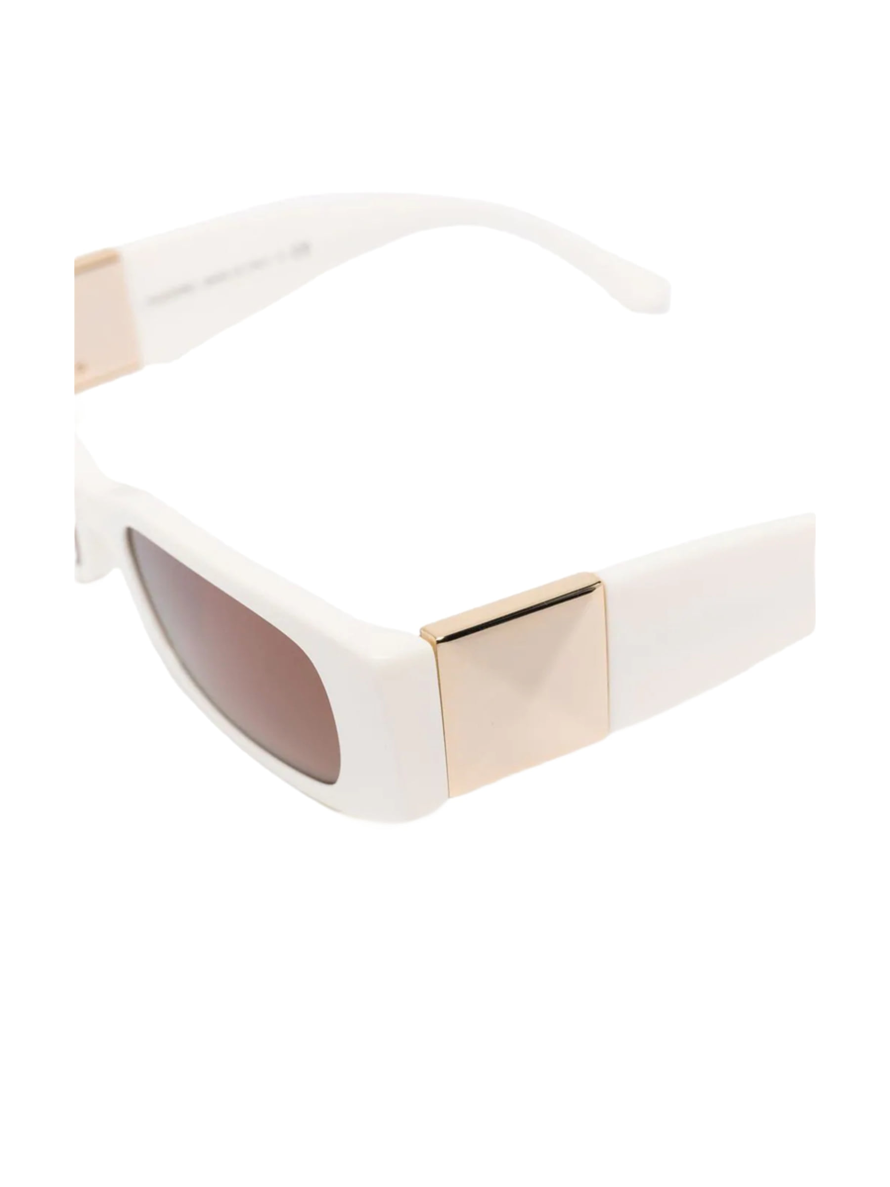 Valentino - Blanco Clásico con Detalle Dorado | Lentes de Sol para Mujer Preowned