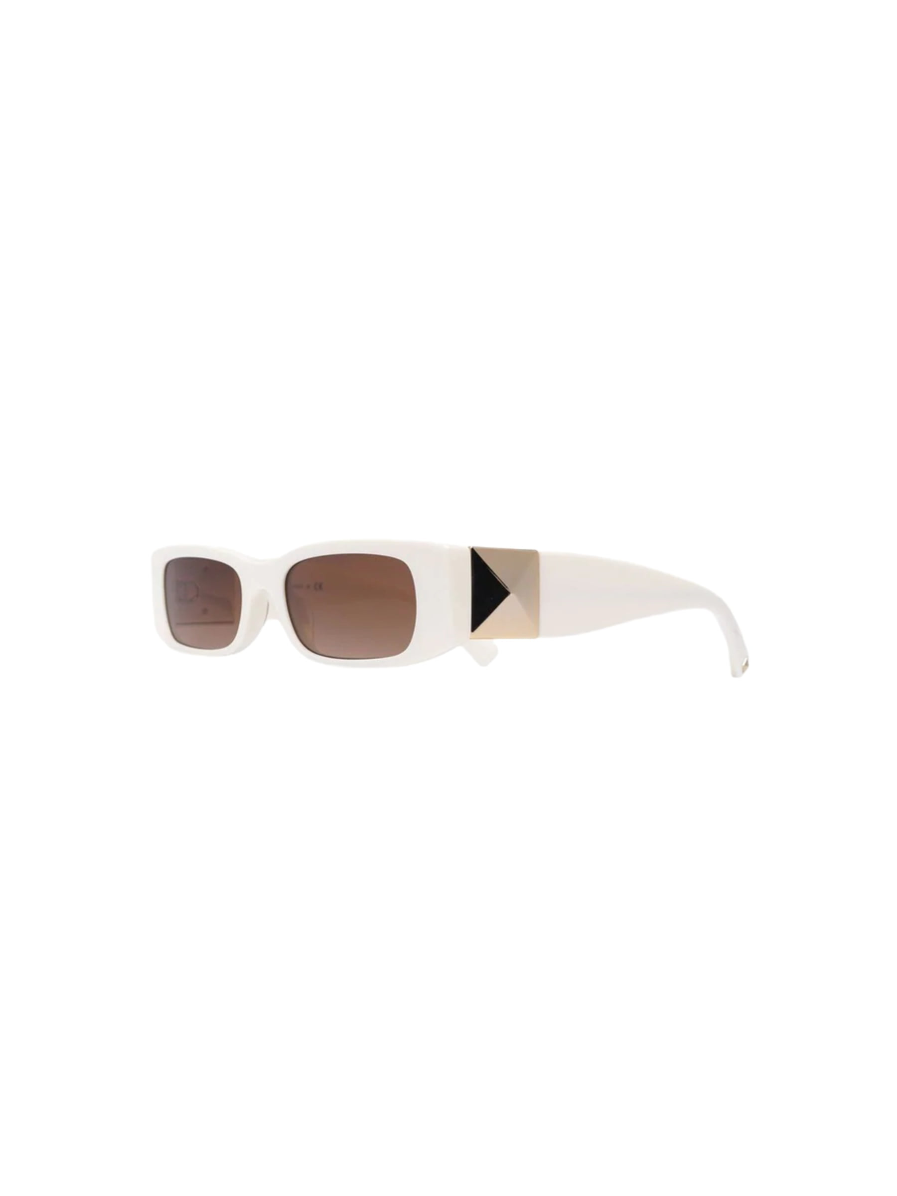Valentino - Blanco Clásico con Detalle Dorado | Lentes de Sol para Mujer Preowned