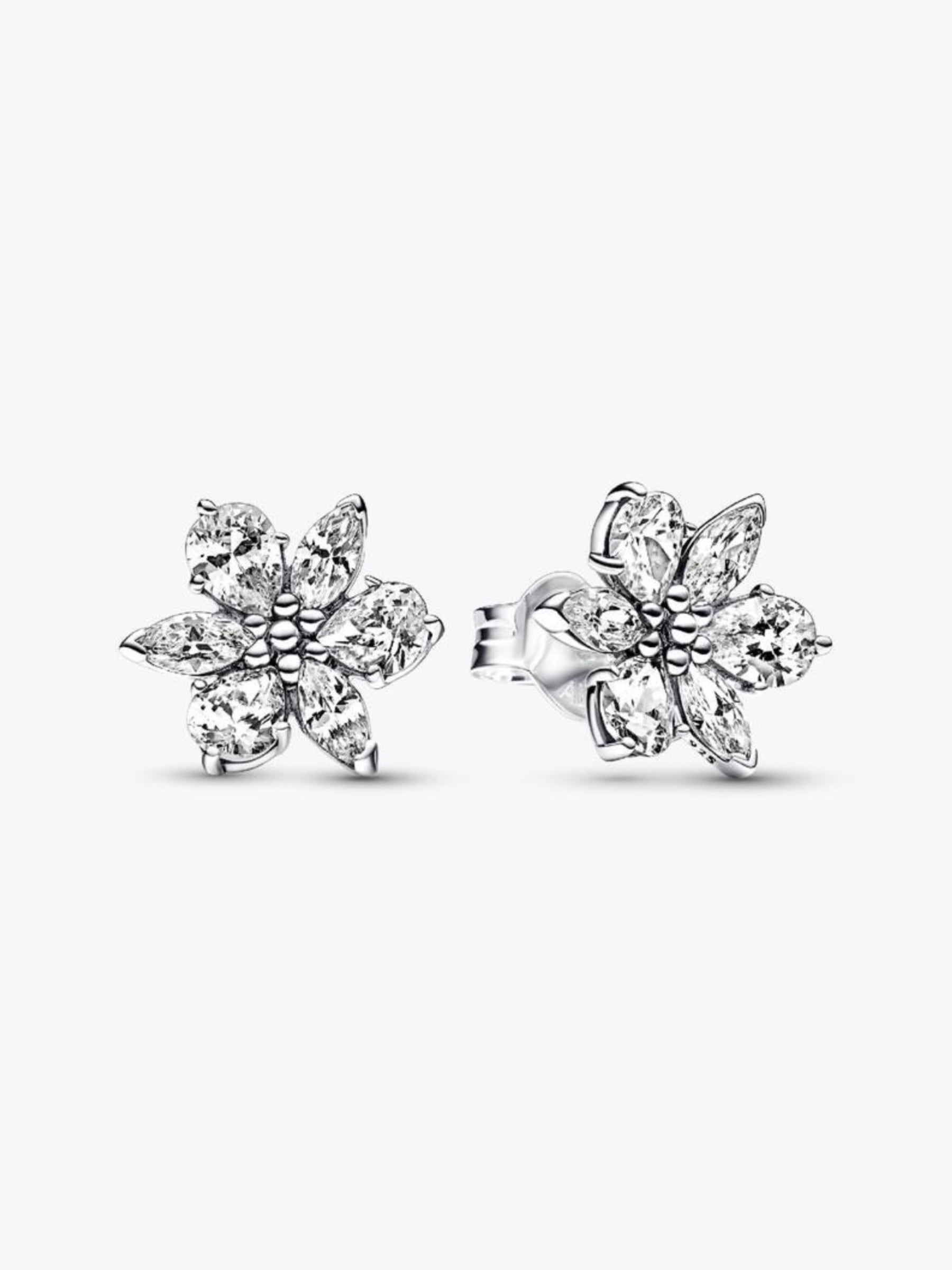 Aretes Pandora Plateados Cristal en forma de Flor