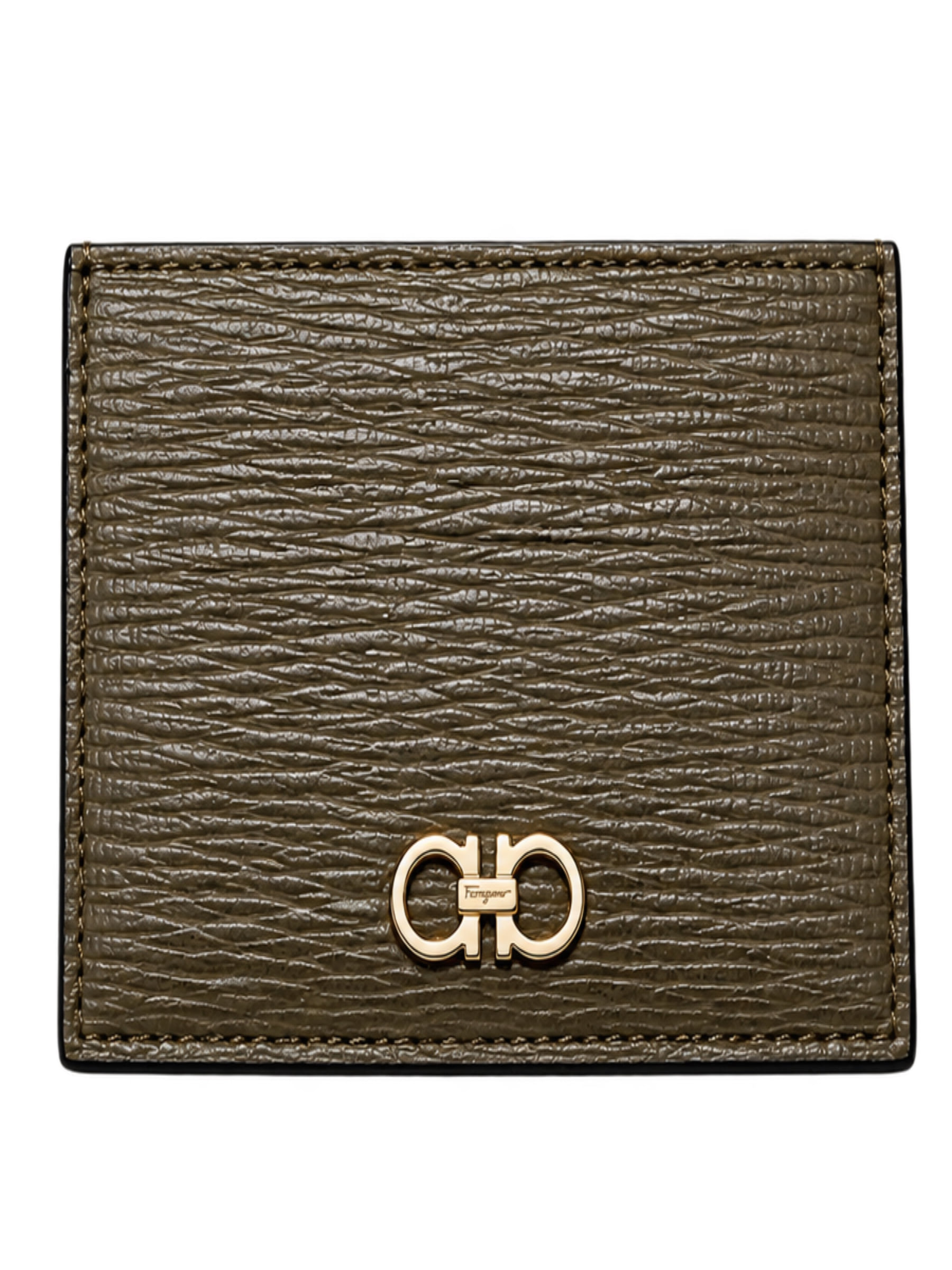 TARJETERO FERRAGAMO 9 TARJETAS VERDE OLIVA
