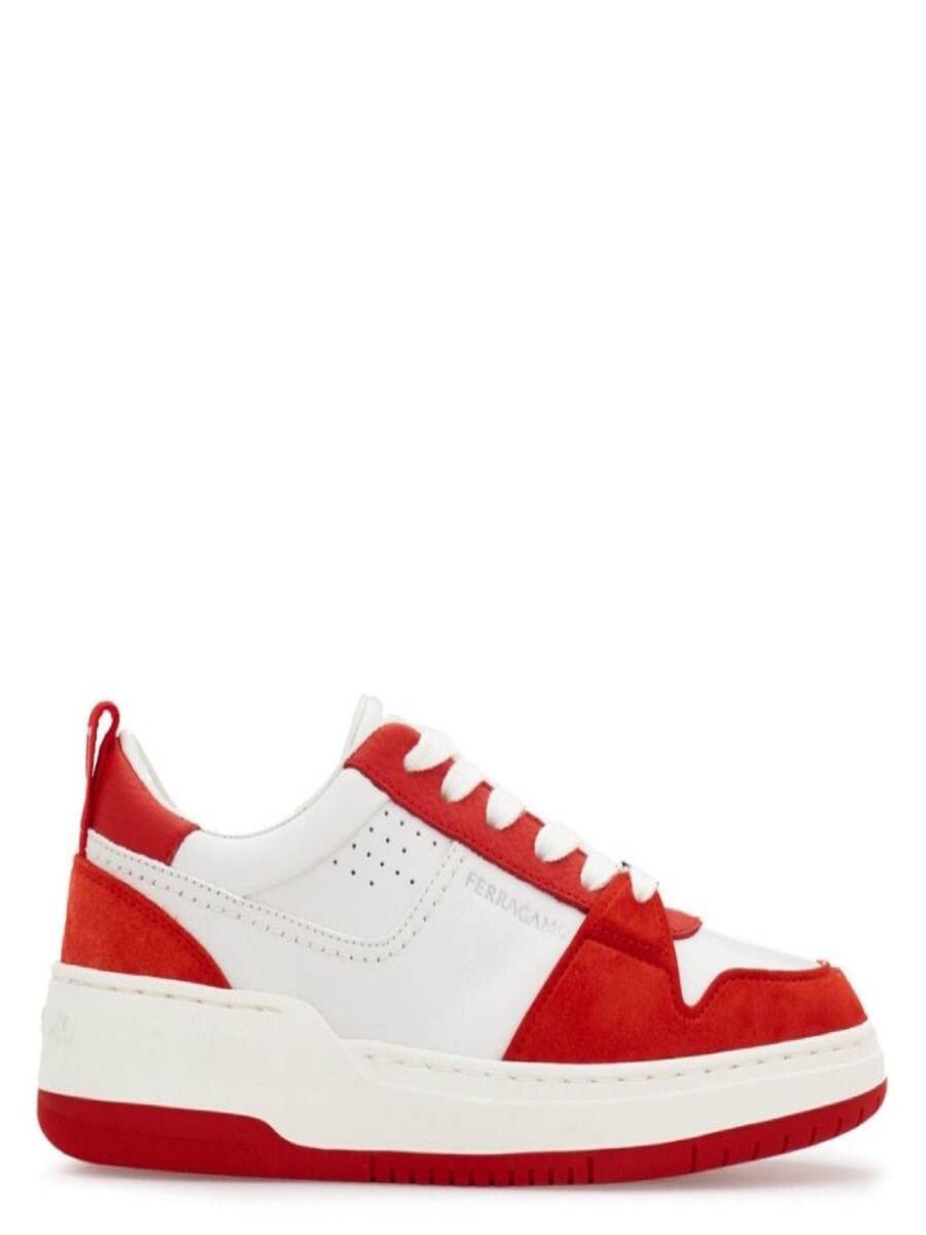 Ferragamo Suede Blanco con Rojo