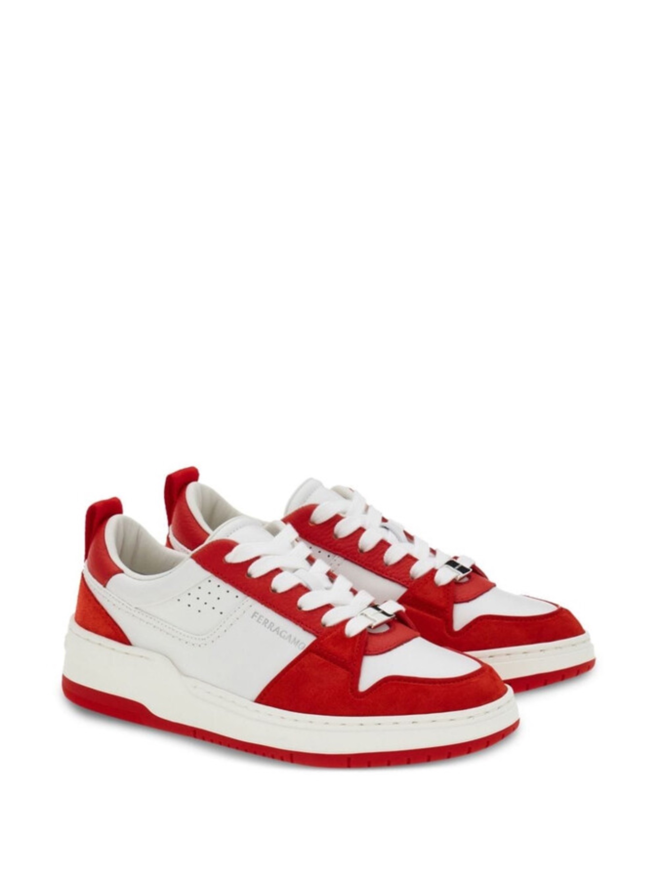 Ferragamo Suede Blanco con Rojo