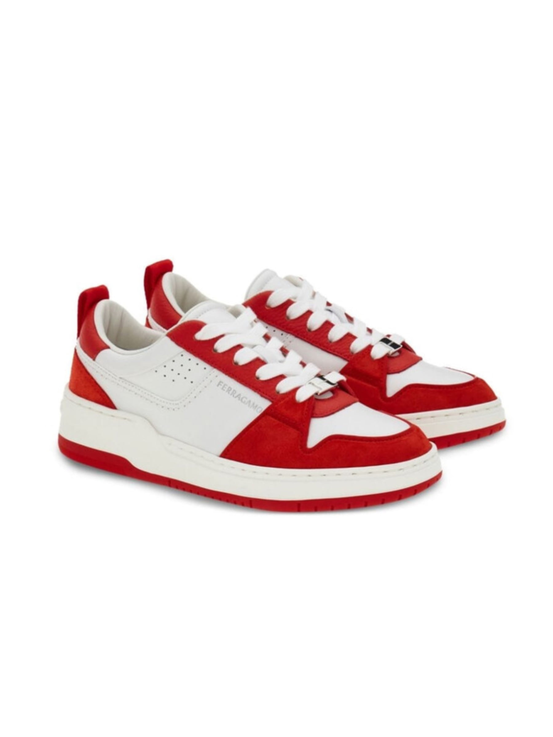 Ferragamo Suede Blanco con Rojo