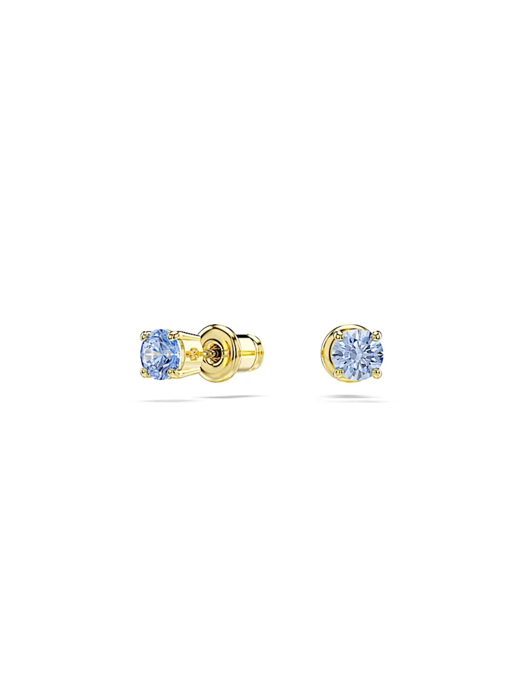 Set Aretes y Collar Dorado con piedra Azul Swarowski