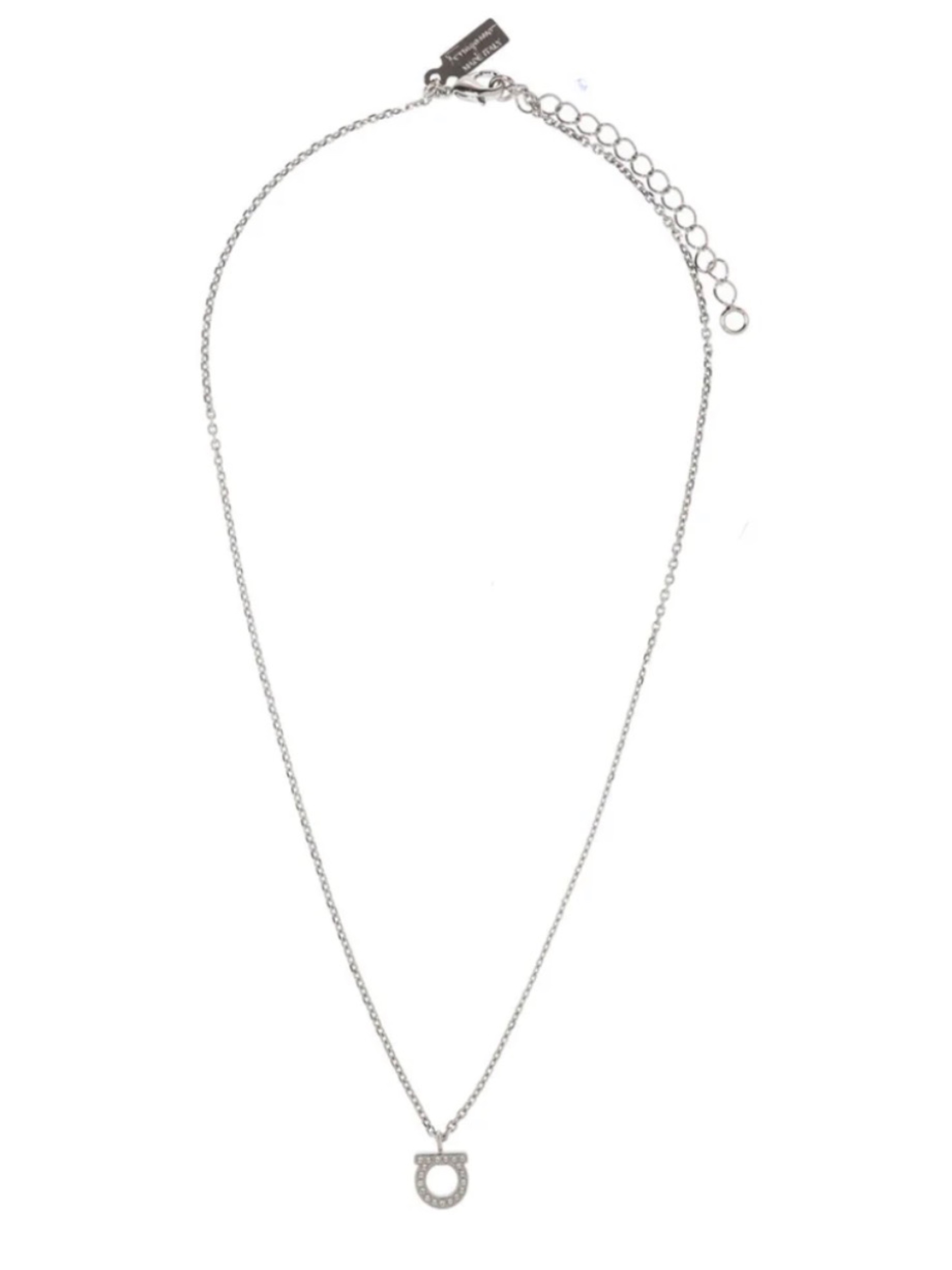 COLLAR FERRAGAMO  MINI PLATEADO CON CRISTALES 