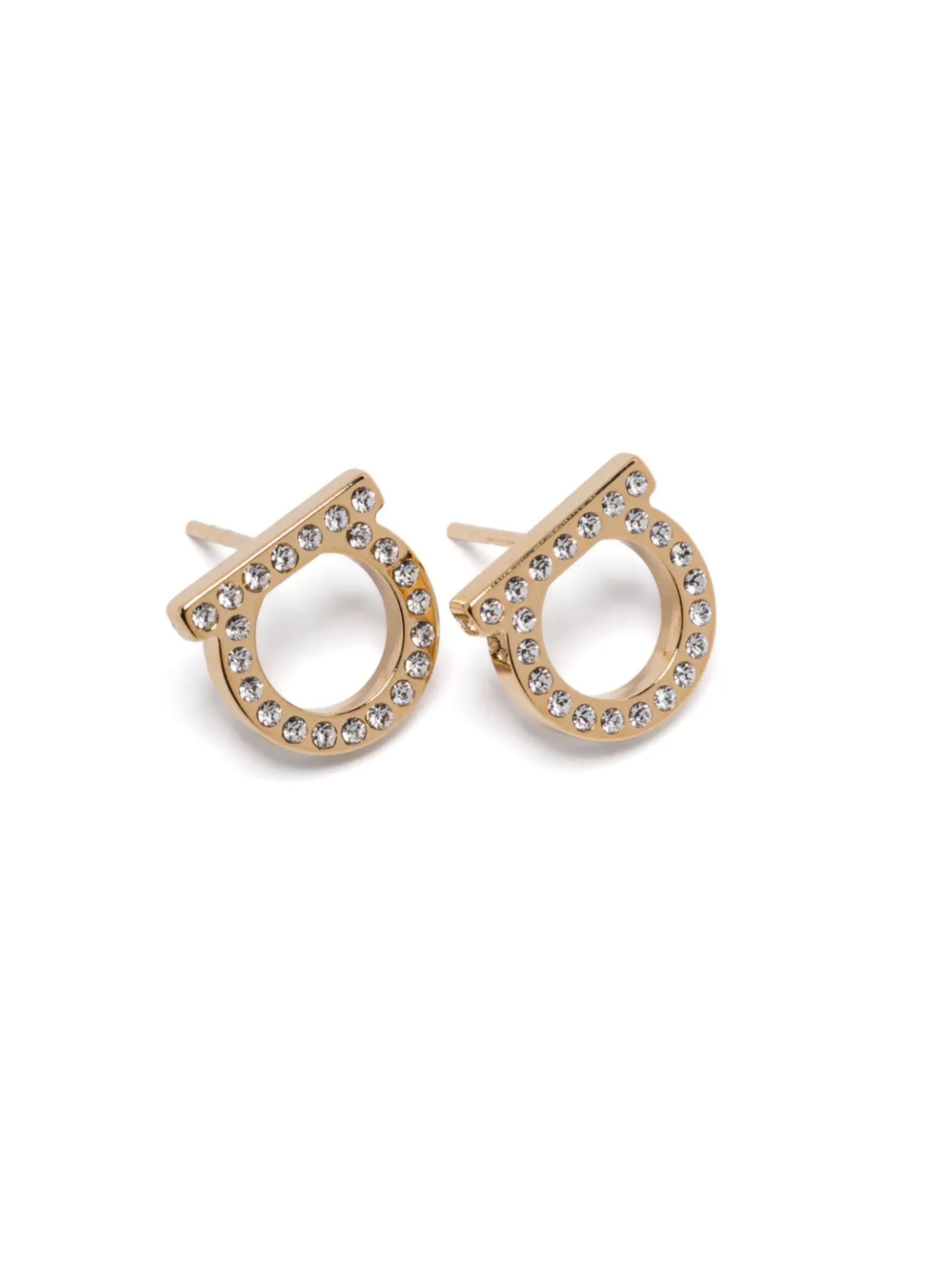 ARETES FERRAGAMO  DORADOS CON CRISTALES GRANDE