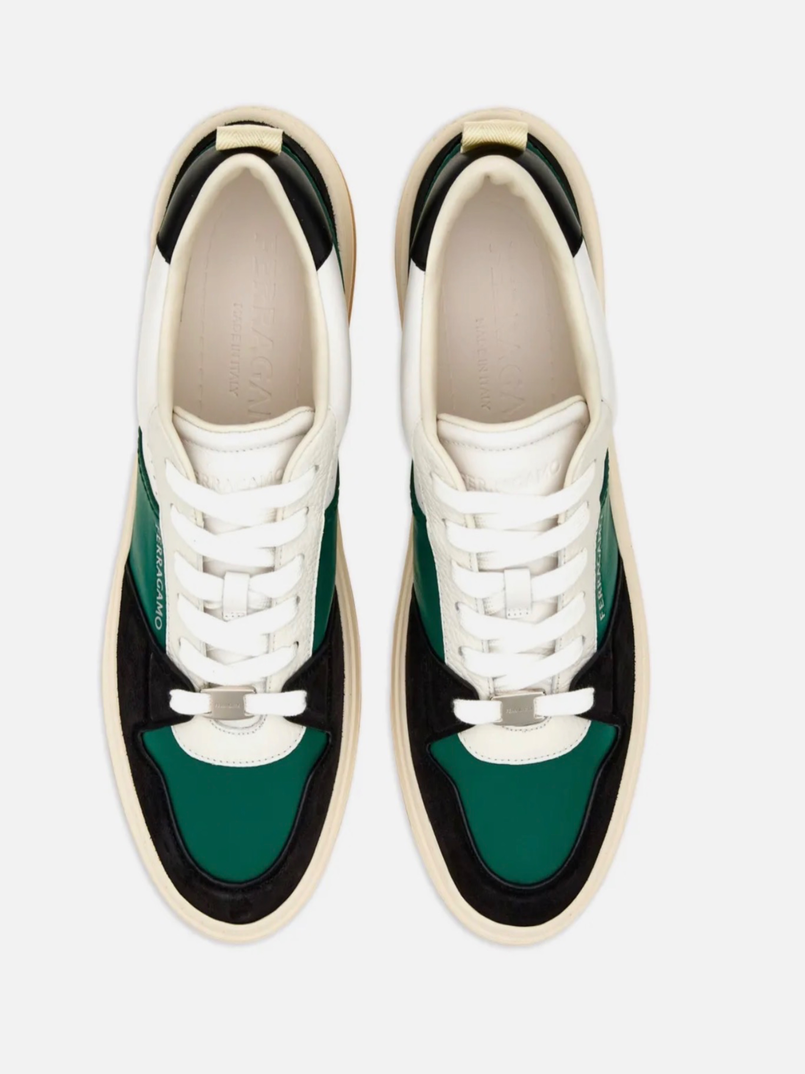 Tenis Ferragamo Negro Blanco Verde