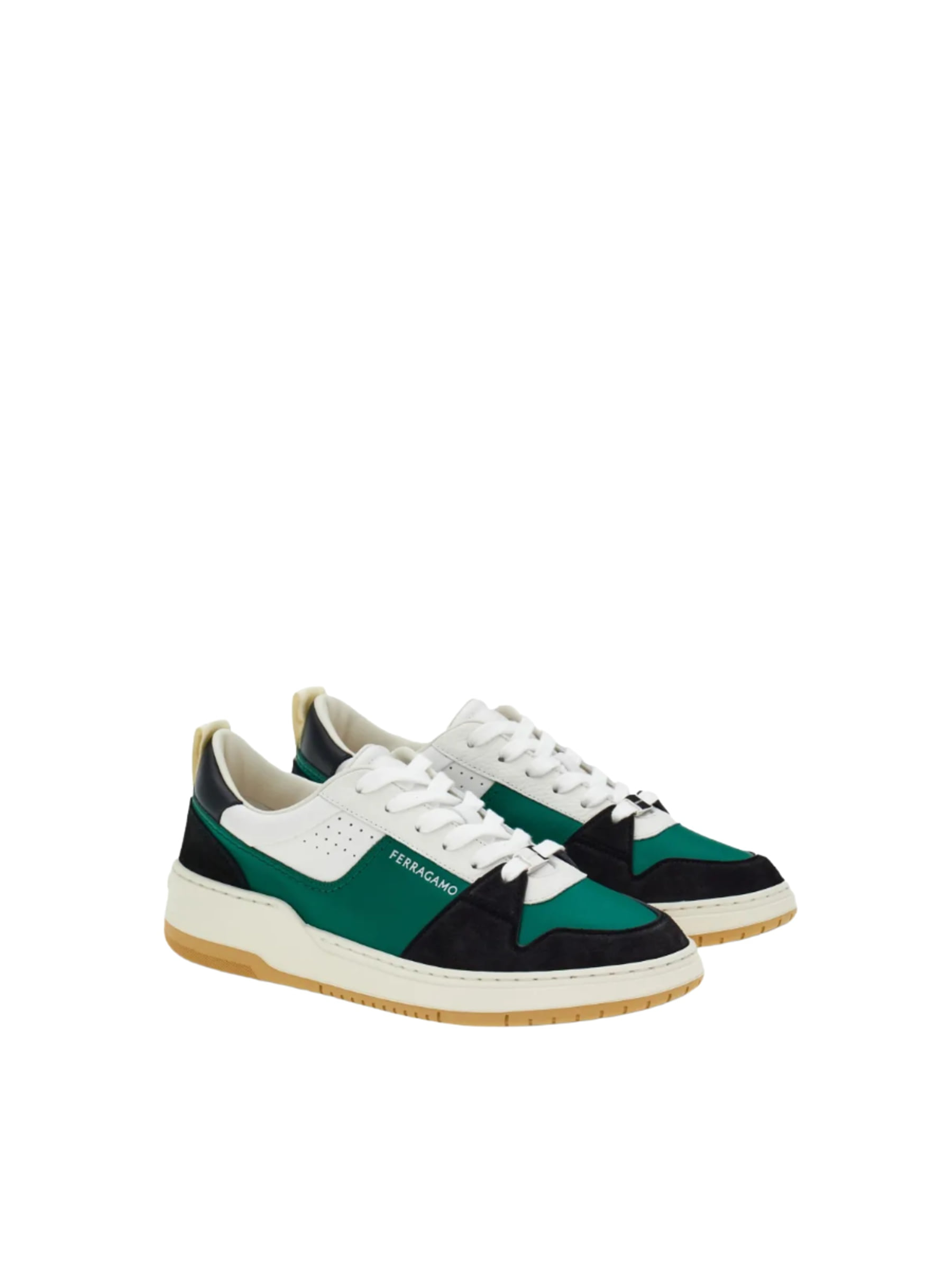 Tenis Ferragamo Negro Blanco Verde