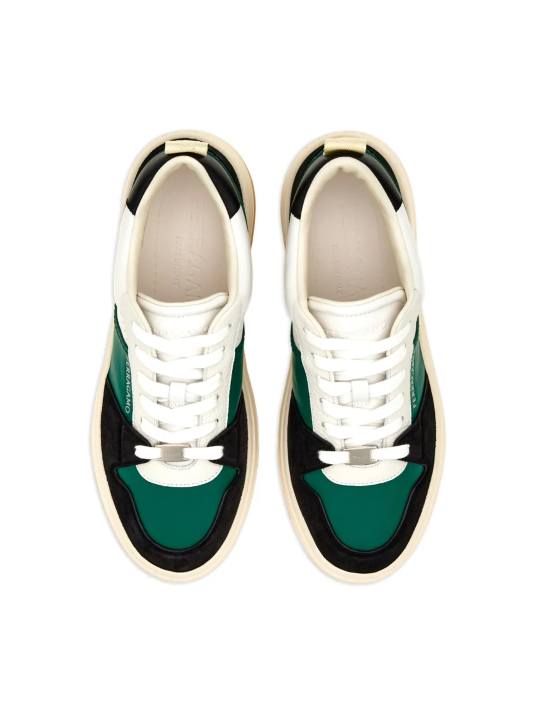 Tenis Ferragamo Negro Blanco Verde