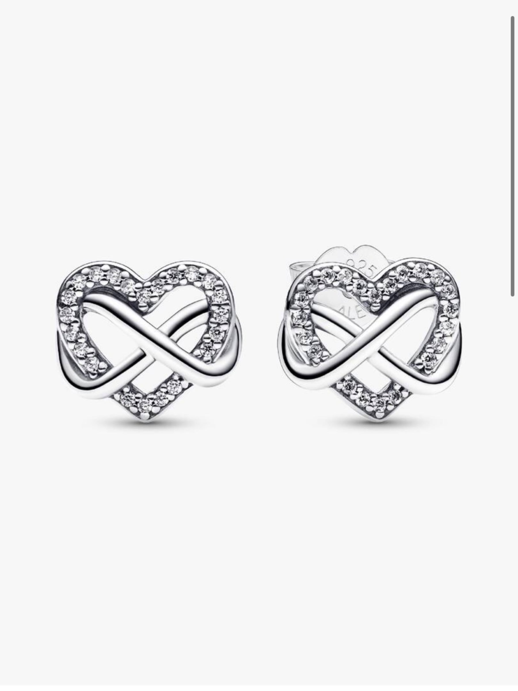 Aretes Pandora Plateado Corazón Infinito